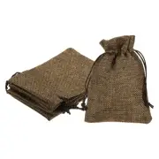 5pcs Burlap Bags with Drawstring, 4x5.5" Jewelry Pouches for Party Gift, Brown