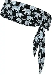 Elephant-Blue Black Sports Strap Double-Sided Headscarf Men's Bow Tie Sports Headscarf Running Yoga Exercise Headband