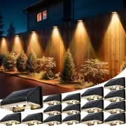 Solar Fence Lights Outdoor 16-Pack | IP67 Waterproof Wall Lights | Dusk to Da...