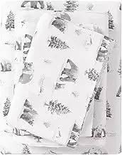Flannel Sheet Set Twin Size - 100% Turkish Cotton, Double-Brushed, Printed Bed Sheets - Ultra-Soft, Cozy, 3-Piece Bedding Set (North Pole Polar Bears)