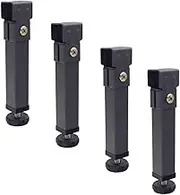 Furniture Legs 4X Thick Metal, 15Cm, Adjustable Bed Frame Accessories Replacement Legs, Black Bed Legs, Punch-Free Design,21Cm