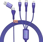 100W USB C Cable 3 in 1 Multi Charging Cable - 3M Nylon USB A/USB C to Lightning/Type C/Micro 3 in 1 Charger Cable Universal Type C 100W Fast Charging for iPhone Android Laptop iPad MacBook, Blue