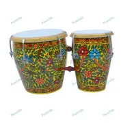 New Folk Musical Instrument Printed Bango Wooden Bongo Drum Set
