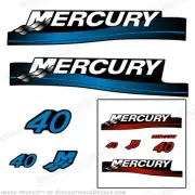 Fits Mercury 40hp 2-Stroke Outboard Decal Kit (Smaller Cowl) - Blue or Red