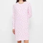 Ladies size m size 12 Cosy long sleeve nightshirt PINK HEARTS Target NEW