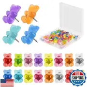 CXIIPOL 60 PCS Colorful Translucent Cute Push Pins for Corkboard, Colored Min