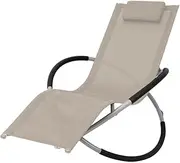 Sun Lounger, Outdoor Sun Lounge Patio Chaise Lounge Reclining Chair Recliner Chair Outdoor Geometrical Sun Lounger Steel Cream