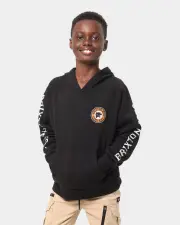 [BRIXTON] Brixton Kid's Forte Pullover Hoodie Black - Size 8 8 Black