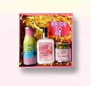 Laviche Bath Essentials Bride To Be Box(Rainbow Body Scrub, Rainbow Whipped Soap, Bride to be message soap, Cherry Blossom Body Lotion) For Skin Care
