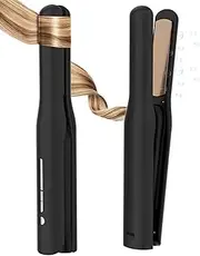 Cordless Straightener and Cordless Curling Iron 2 in 1, Portable Hair Straightener Rechargeable with 4600mah Battery Operated, Mini Hair Straightener Cordless, 200 Million Negative Ions, for Travel