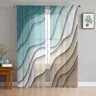 Teal Curtains 72 Inch Length 2 Panels Set, Ombre Teal Brown Sheer Curtains Ro...