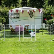 PaWz 48''Metal 8 Panel Folding Garden Fence Outdoor Patio Animal Barrier Plant Edging