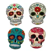 Set 4 Ceramic Coasters In Box- Skulls