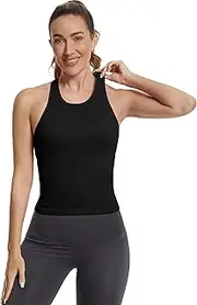 [MathCat] Workout Tank Tops for Women with Built in Bra,Ribbed Racerback Crop Tank Top,Workout Tops for Women Slim Fit