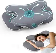 JINXIA Memory Foam Pillow, Cervical Pillow for Neck and Shoulder with Soft Silk Cover, Ergonomic Orthopedic Neck Support Pillow, Back/Side/Stomach Sleeper Pillow for Sleeping, Gray