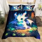 Duvet Cover Set Queen Size,Shiny Stars Flowers Jungle Dragon Rustic Bedding