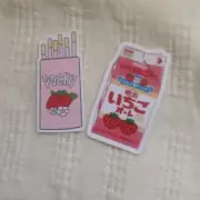 Strawberry Milk + Pocky 2 PCS Sticker Set | Pink Anime Laptop Stickers