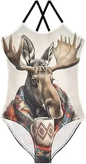 [RPLIFE] Kids Swim Suits 3-10 Y Beach Apparel, Cute Winter Moose