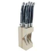 Set of 6 Laguiole Andre Verdier Debutant Debutant Serrated Steak Knife - Marbled Grey