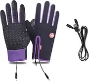 [GTWEPZ] HygoSport Rechargeable Heated Electric Touchscreen Gloves,HygoSport Ultimate Touchscreen Thermal Winter Gloves,USB Waterproof Thermal Gloves (XL,Purple)