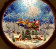 New 8" Snow Globe Christmas Ornament Light Up Santa Sleigh Reindeer (shv4)