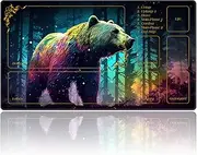 MTG Playmat with Zones 27.5" x 15.74" for TCG MTG Play Mat Non-Slip Rubber Base Commander Playmats for Magic The Gathering Playmat Iorcana Trading Card Game, Forest Bear