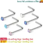 3PCS Nose Stud Ring Opal Stone L Bend Ear Pin Body Piercing Jewellery