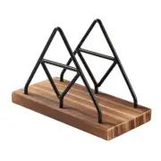 Wooden Napkin Storage,Table Napkin Holder with Black Metal Wire for Indoor2243