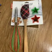 Art & Cook 4 Pc Holiday Baking Set - Multi-Colored Whisk & Plaid Spatula