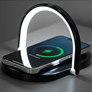 Egesswania Bedside Table Lamp with Wireless Charger, Touch LED Night Light with Phone Holder, USB Charging Port and 3 Levels Brightness, Reading Light for Kids and Adults, Dimmable Desk Lamp (Black)