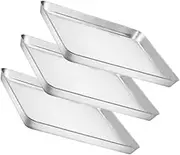 Amosfun 3pcs Stainless Steel Baking Sheet Pan Oven Tray for Snacks Barbecues Picnics More Easy to Clean Lightweight Baking Plate