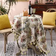 Round Rectangle European Pastoral Style Green Tablecloth, Red