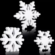 Blulu 3 Pcs Wooden Snowflake Table Decor Christmas Winter White Snowflake Cra...