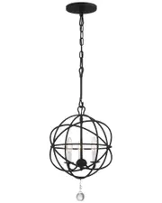 Crystorama Solaris 3-Light Black Mini Chandelier