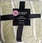 Ralph Lauren Micro-Mink Blanket Light Green White Stripe KING 108" x 90" NEW