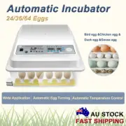 24/36/64 Egg Incubator Fully Automatic Egg Turning Hatcher Quail Chicken Duck AU