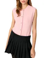 Maje Sleeveless Wool Blend Cardigan