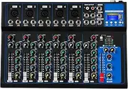 Depusheng HT7 Portable Bluetooth Audio Mixer with USB DJ Sound Mixer MP3 Socket 48V Power Supply for Computer Recording, 7 Channel Band Mixers for Studio Recording