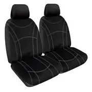 Getaway Neoprene Ready Made Seat Covers - Rear, Black/Silver Stitch, Suits Prado