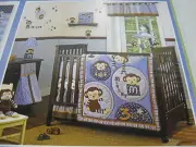 3 pcs Cocalo Baby Monkey Mania Window Valance Diaper Stacker and Canvas Art NEW