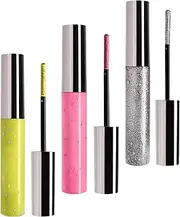 IEFIEL Women Girls Colorful Sparkly Mascara Cream with Spiral Brush Long Lasting Waterproof Smudge Proof Volumizing Lengthening Makeup for Daily Use Easy to Apply Silver&Rose Red&Light Yellow One Size