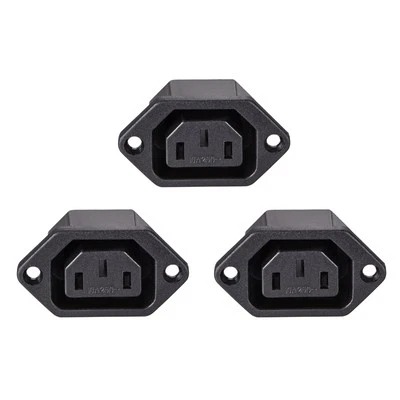 3pcs C13 Panel Mount Plug Adapter 250V AC 10A 3 Pin IEC Inlet Module Connector