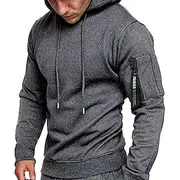 Men's Hoodie Black Gray Hooded Plain Drawstring Sports Outdoor Daily Holiday Polyester Streetwear Basic Casual Spring Fall Clothing Apparel Hoodies Sweatshirt