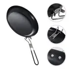 Metal Frying Pan Cast Iron Griddle Grill Pan Folding Handle BBQ Grilling Pan