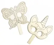CousinDIY Unfinished Wood Mask Assortment-Butterfly & Kittycorn - 6 Pack