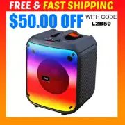 Bluetooth Party Box Speaker Karaoke AUX Remote Mic TWS Lights FM Radio