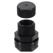 Bulkhead Fitting with Plug, 1/2" NPT x 3/4" GHT Bulkhead Connector, Black