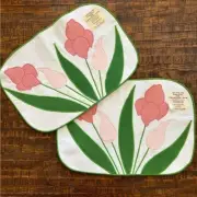 NOS NWT Set of 2 Vintage Embroidered Floral Tulip Placemats Table Setting Linens