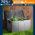 Outdoor Storage Box 290L Lockable Organiser Garden Deck Shed Tool Black 0L-BK