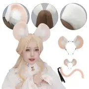 Anime Party Mouse Plush Ears Headband Tail Set Cosplay Headwear Costume